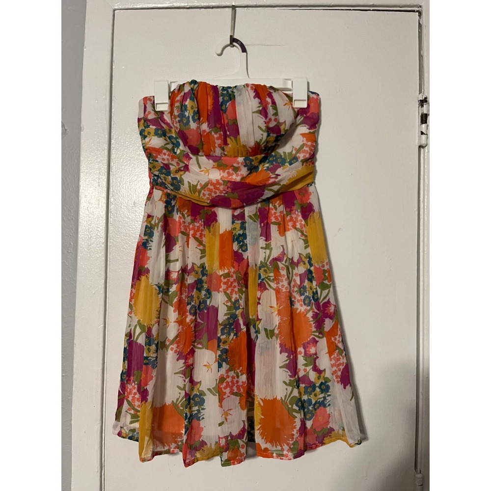Twenty One Strapless Floral Mini Dress Multicolor Sweetheart Summer Size M